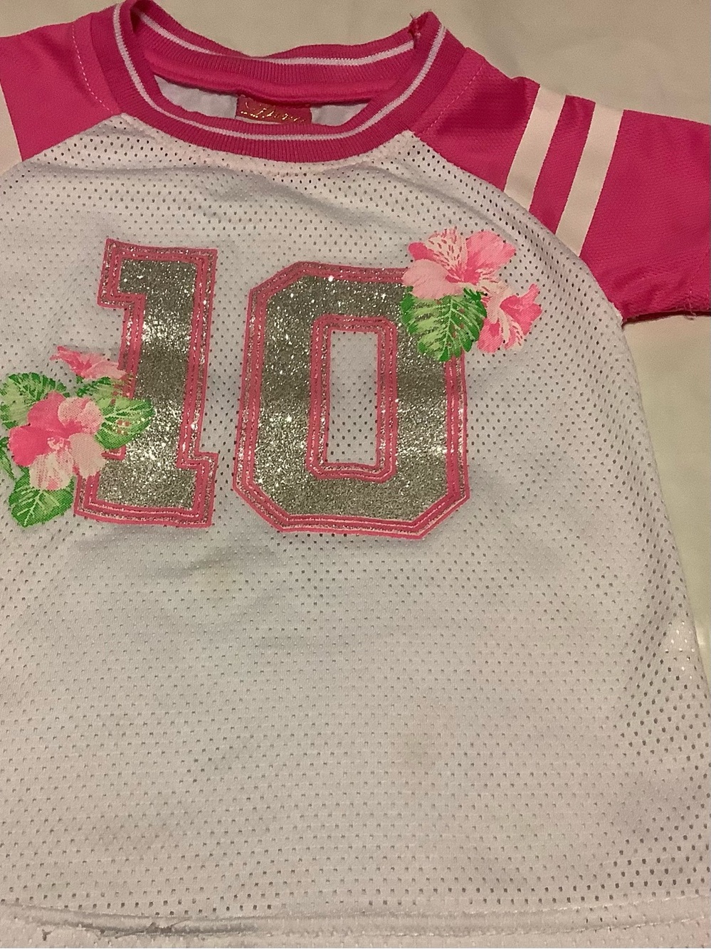 Boutique, toddler, girls, diva jersey mesh, top, pink glitter, 10 size 4.